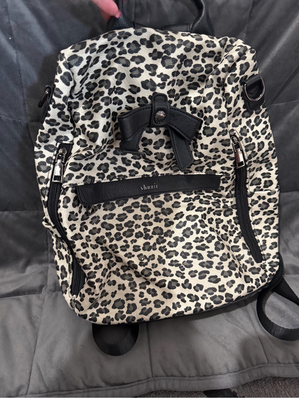 Leopard Print Backpack with Black Trim